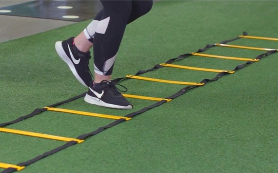 good footwork is the key to becoming a great pickleball player; agility ladder